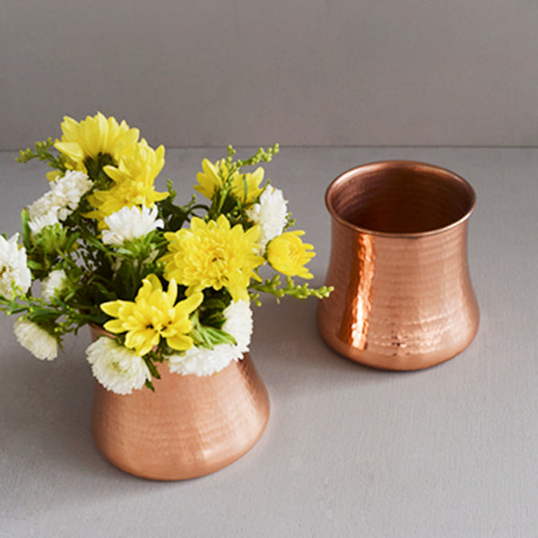 Hammered Pure Rosa Copper Vase For Indoor And Outdoor Gardens