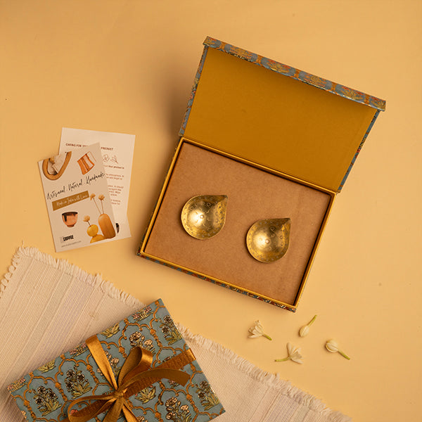Raindrop Brass Diya Gift Box