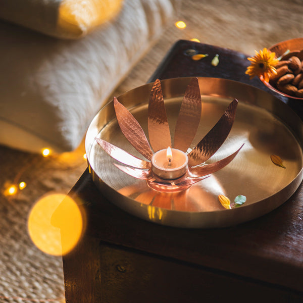 Sunflower Tea Light - Copper Gifting - home decor shop in Pune