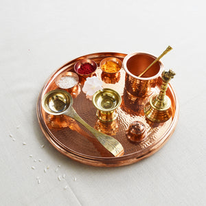 Handmade copper puja thali set online 