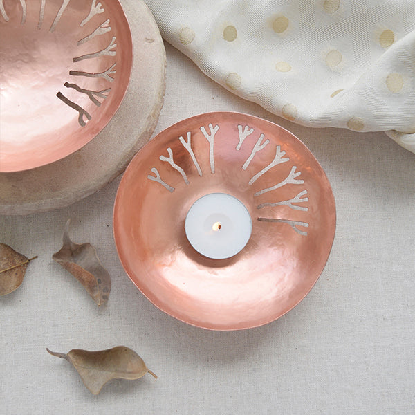 Prana Tea Light - copper candle holder - home decor shop in Pune.