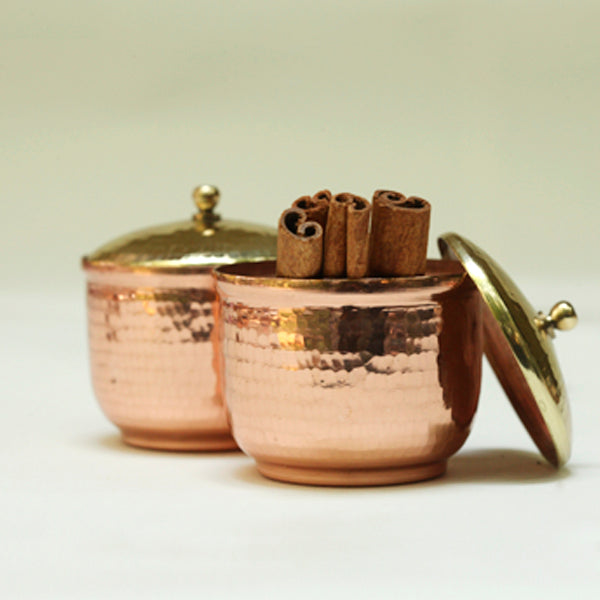 Small fancy storage box with brass lid in India.