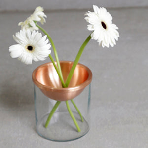 Handcrafted pure copper vase in India.