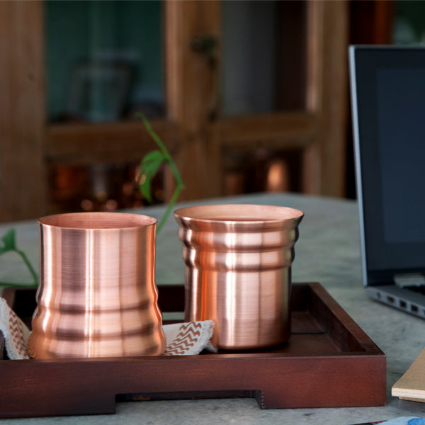 Antimicrobial Tumbler(Set of 2) - Pure Copper Tumber Set - Diwali gift sets India.