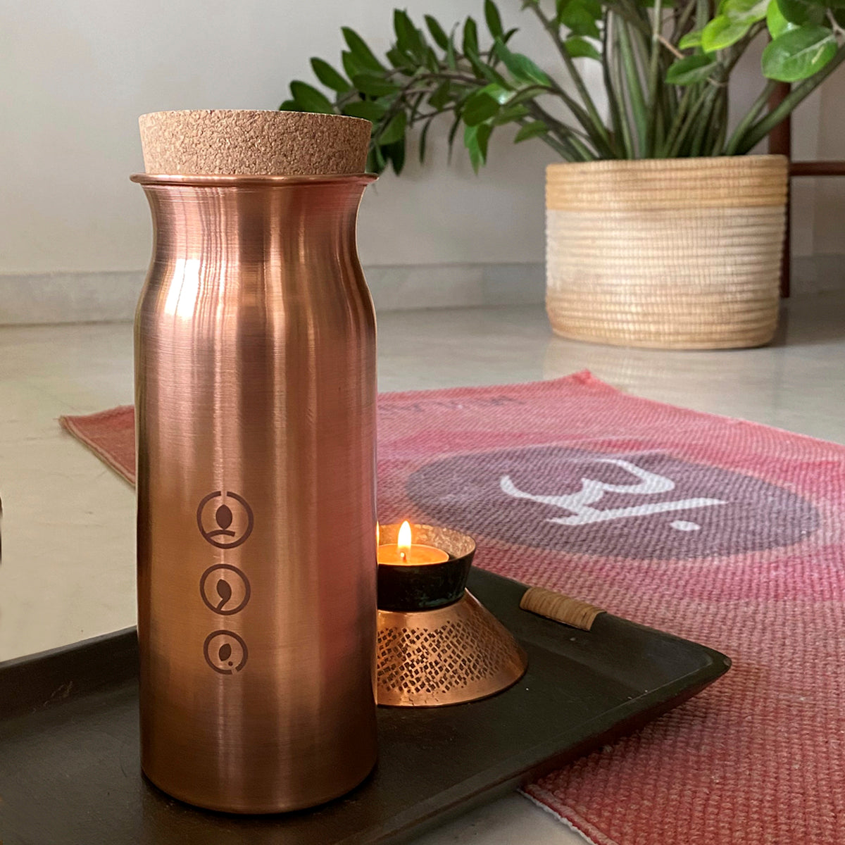 Pure Copper Water Bottle With Cork Lid Online.